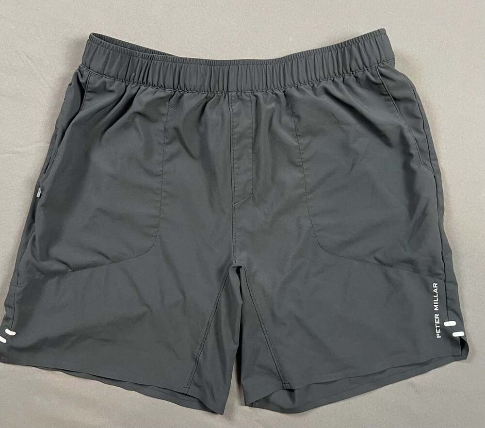 Peter Millar Men's Grey Athletic Quick-Dry Performance Shorts Size L